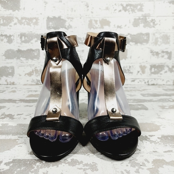 Nine West Women's Naela Black Leather High Heeled Sandals O334 - Picture 3 of 12